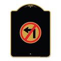 Amistad 18 x 24 in. Designer Series Sign - No Left Turn with Graphic Only, Black & Gold AM2161235